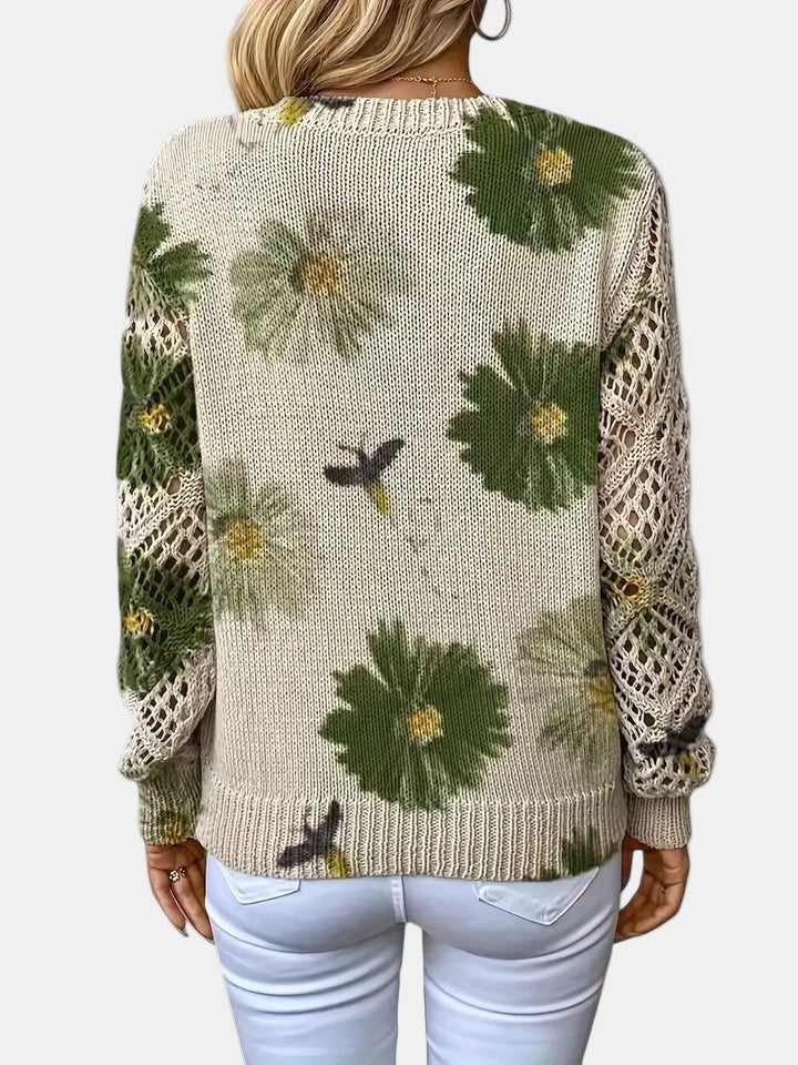 Amelie | Elegant Floral V-Neck Sweater