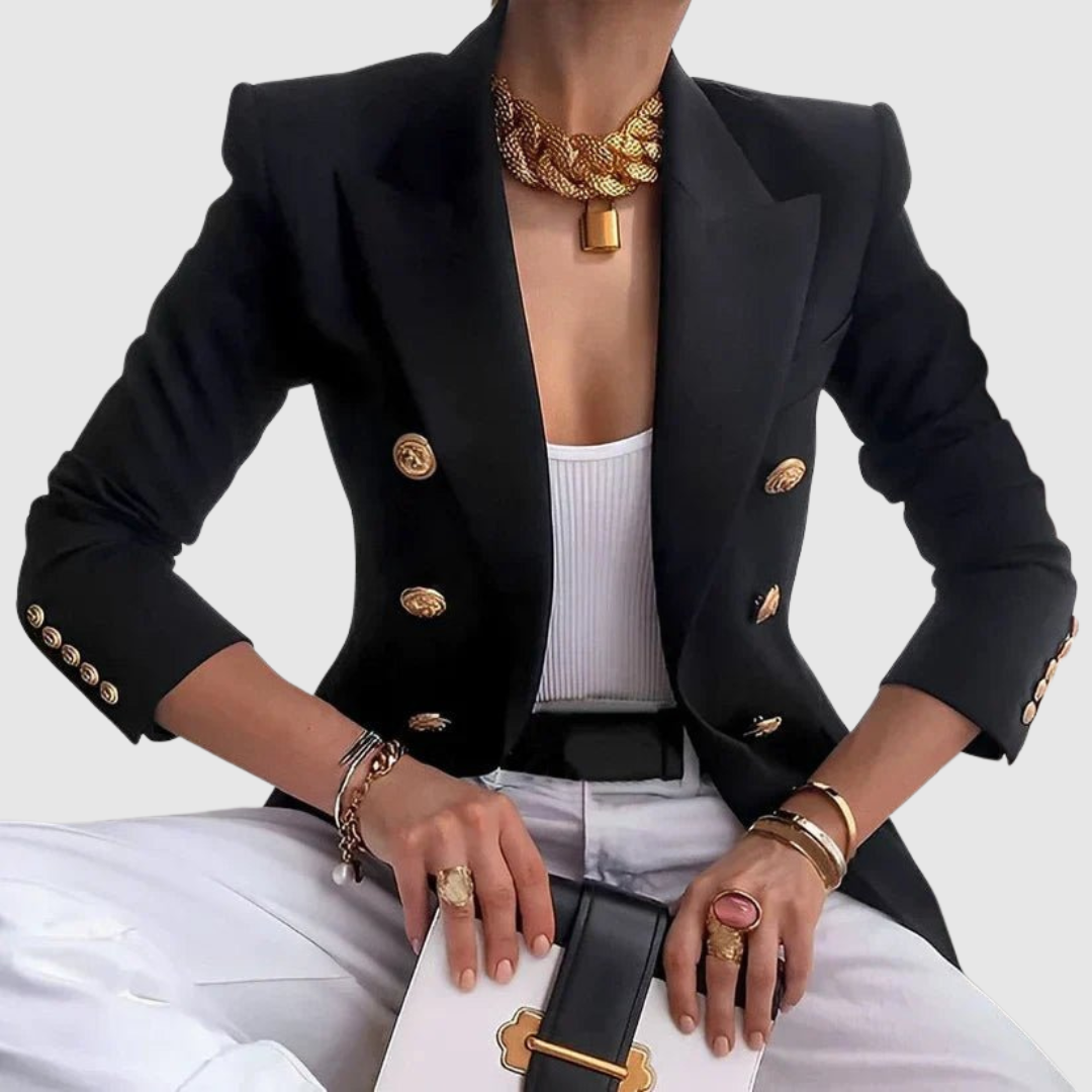 Catherine | Fitted Double-Breasted Blazer with Gold Buttons