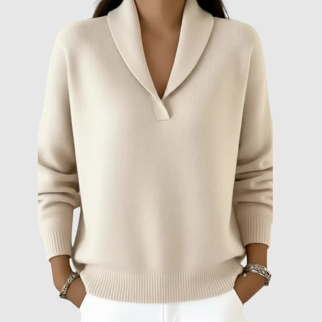 Antonine | V-Neck Sweater with Shawl Effect