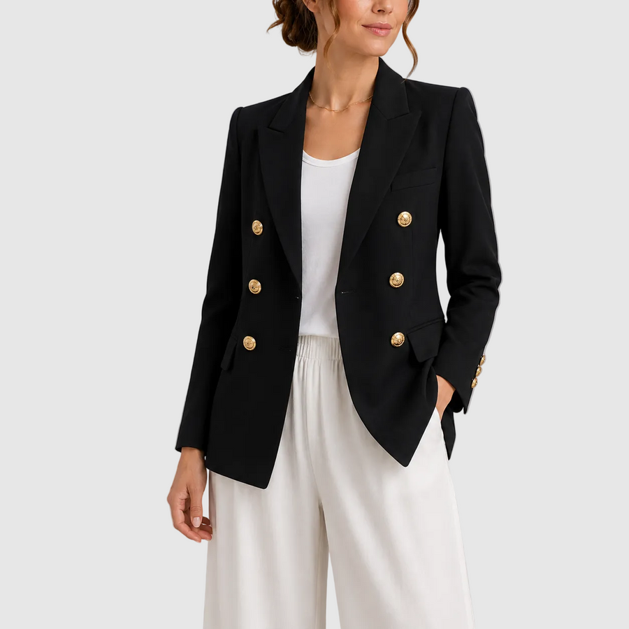 Camille | Tailored Double-Breasted Blazer with Gold Buttons