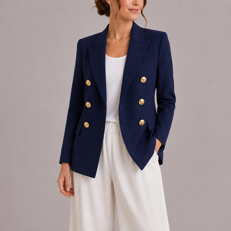 Camille | Tailored Double-Breasted Blazer with Gold Buttons