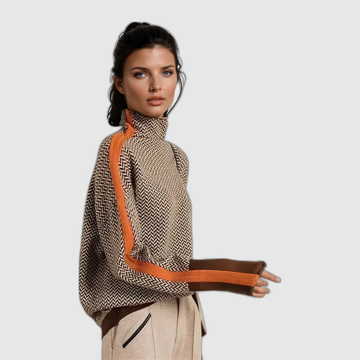 Clémence | Turtleneck Sweater with Contrasting Stripes