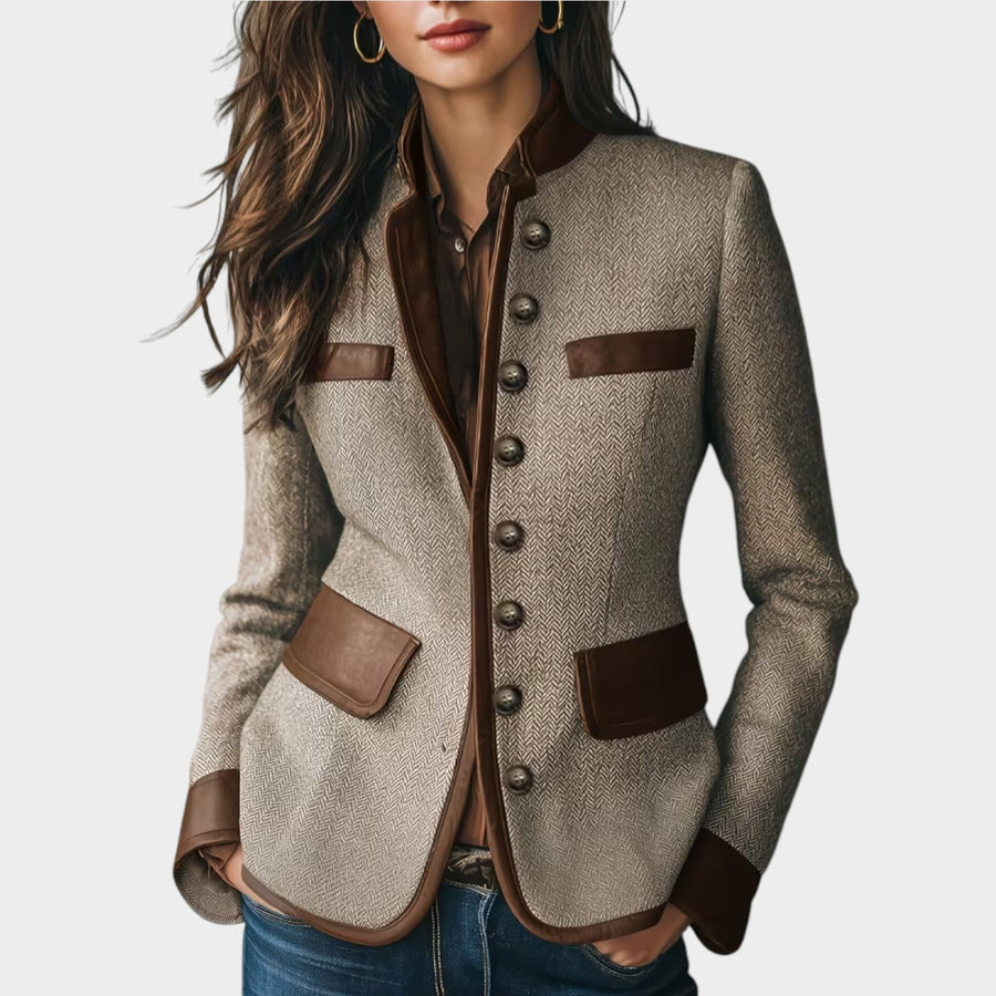 Camille | Fitted Tweed Pattern Blazer