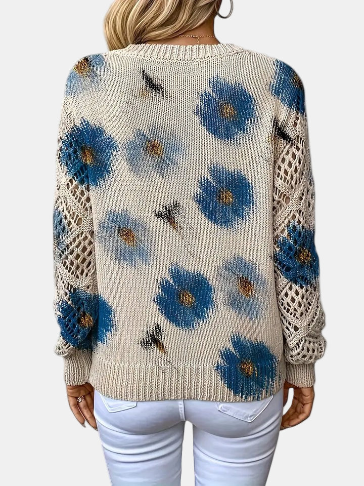 Amelie | Elegant Floral V-Neck Sweater