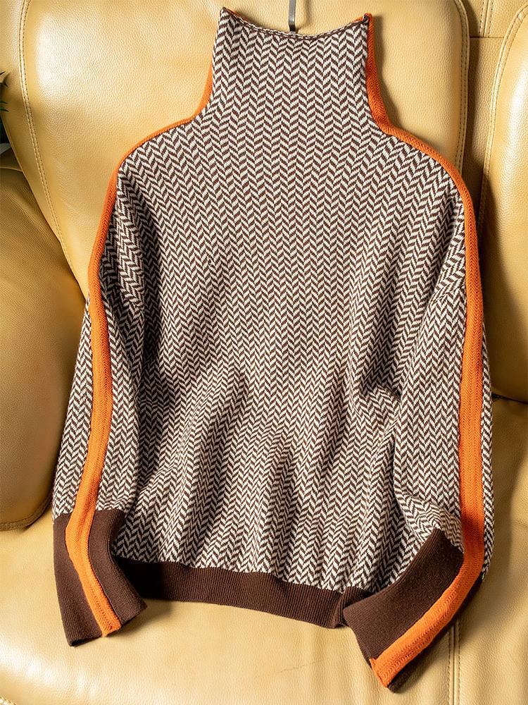 Clémence | Turtleneck Sweater with Contrasting Stripes
