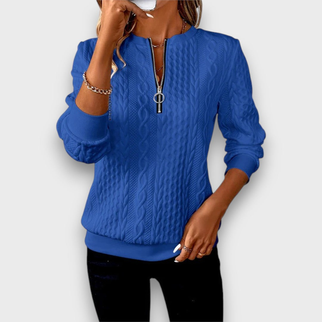 Solena – Zip-up Sweater in Twisted Knit