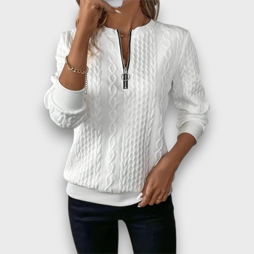 Solena – Zip-up Sweater in Twisted Knit