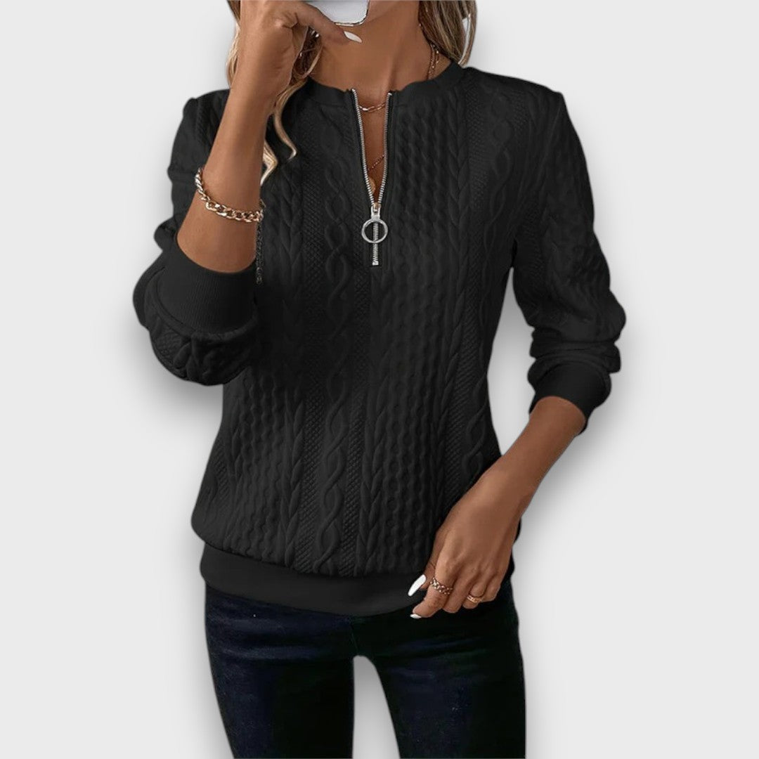 Solena – Zip-up Sweater in Twisted Knit