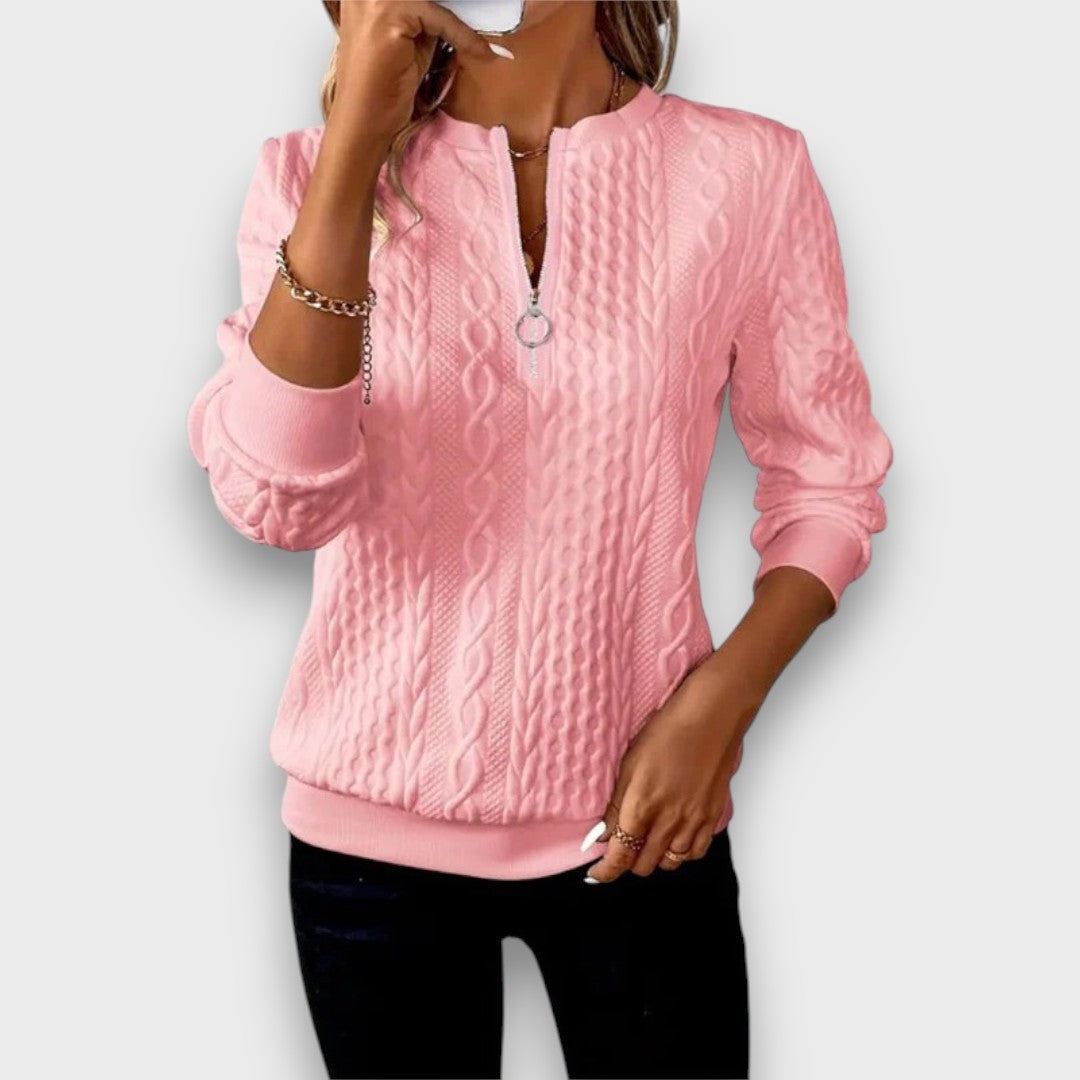 Solena – Zip-up Sweater in Twisted Knit