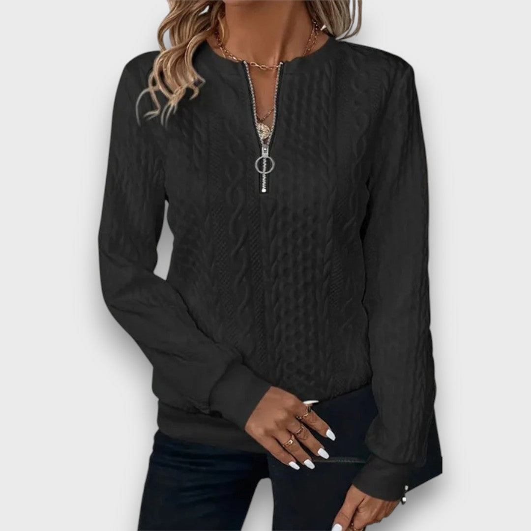 Solena – Zip-up Sweater in Twisted Knit