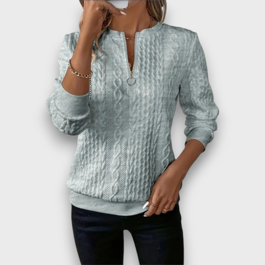 Solena – Zip-up Sweater in Twisted Knit