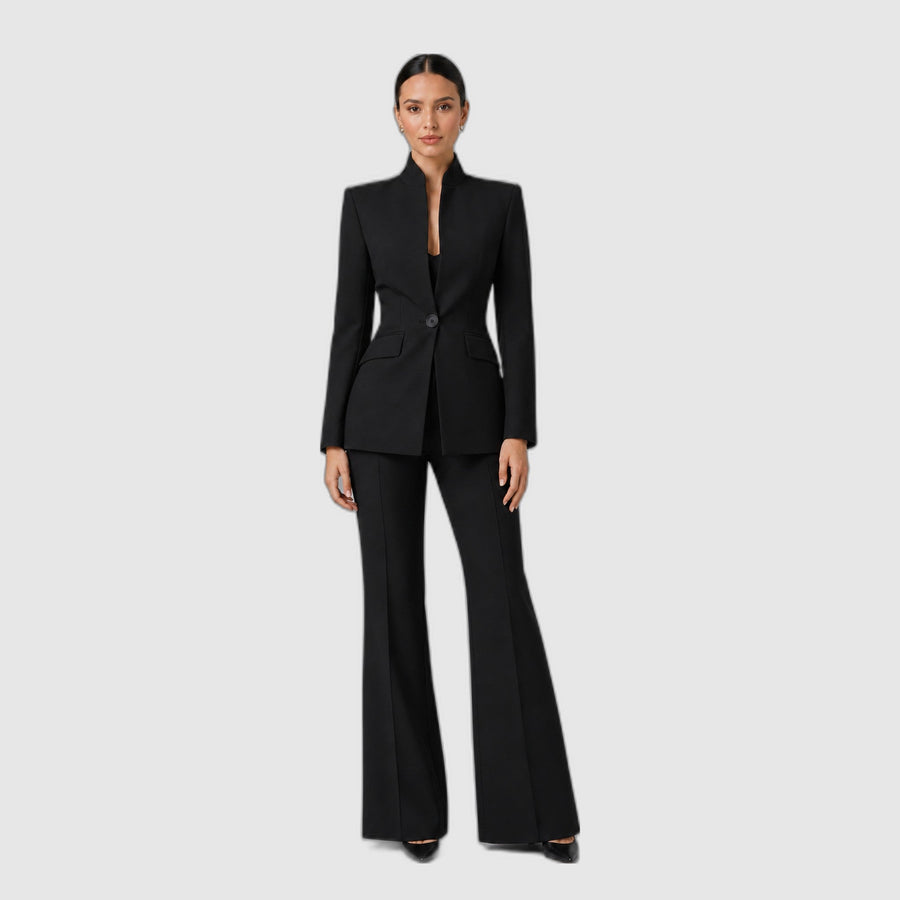 Liesel | Collarless Blazer Suit and Wide-Leg Pants