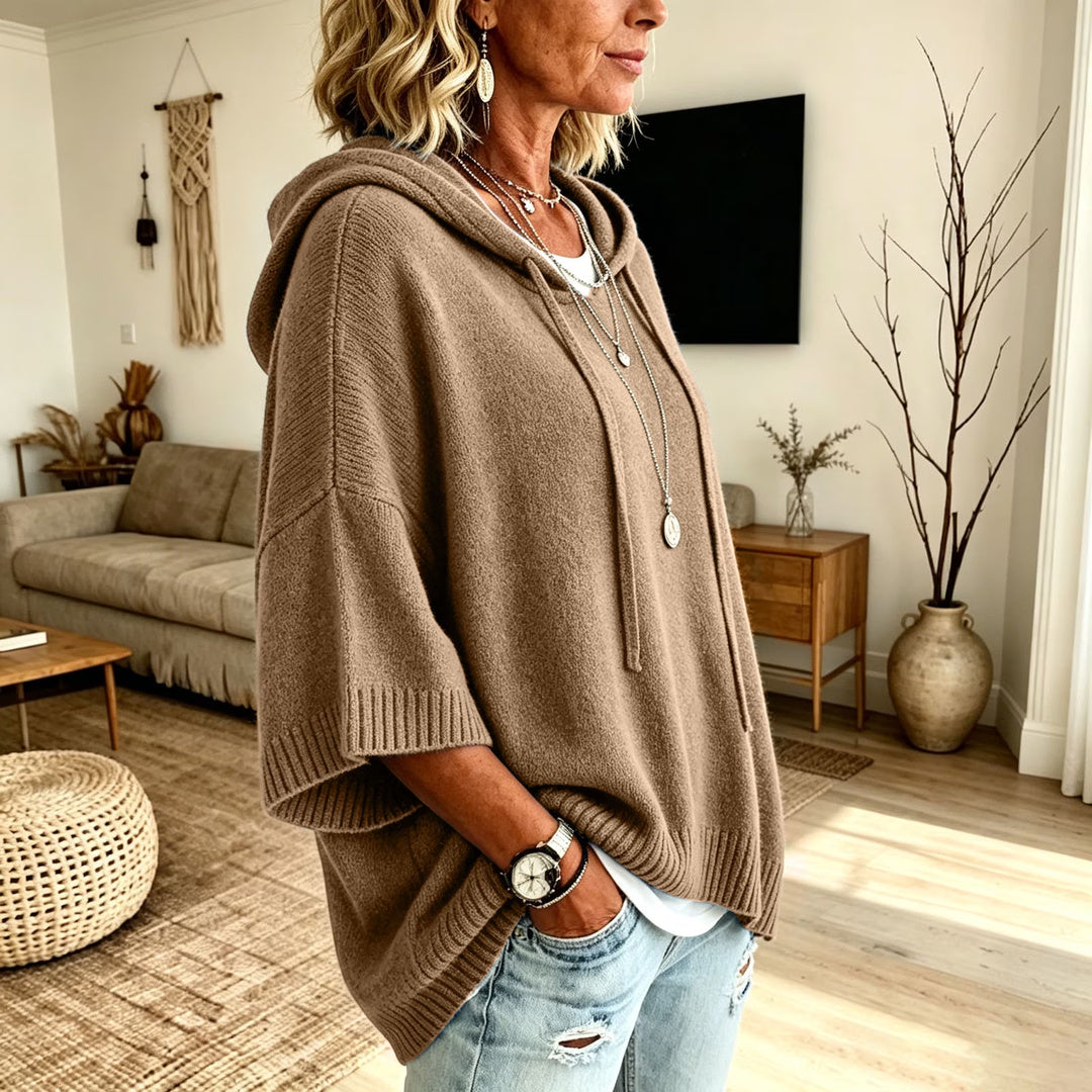 Manon – Taupe Poncho Sweater