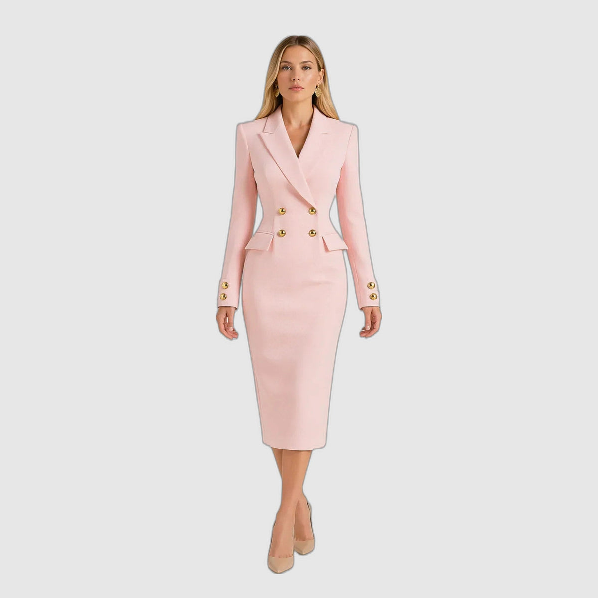 Roberta | Double-breasted blazer-style midi dress