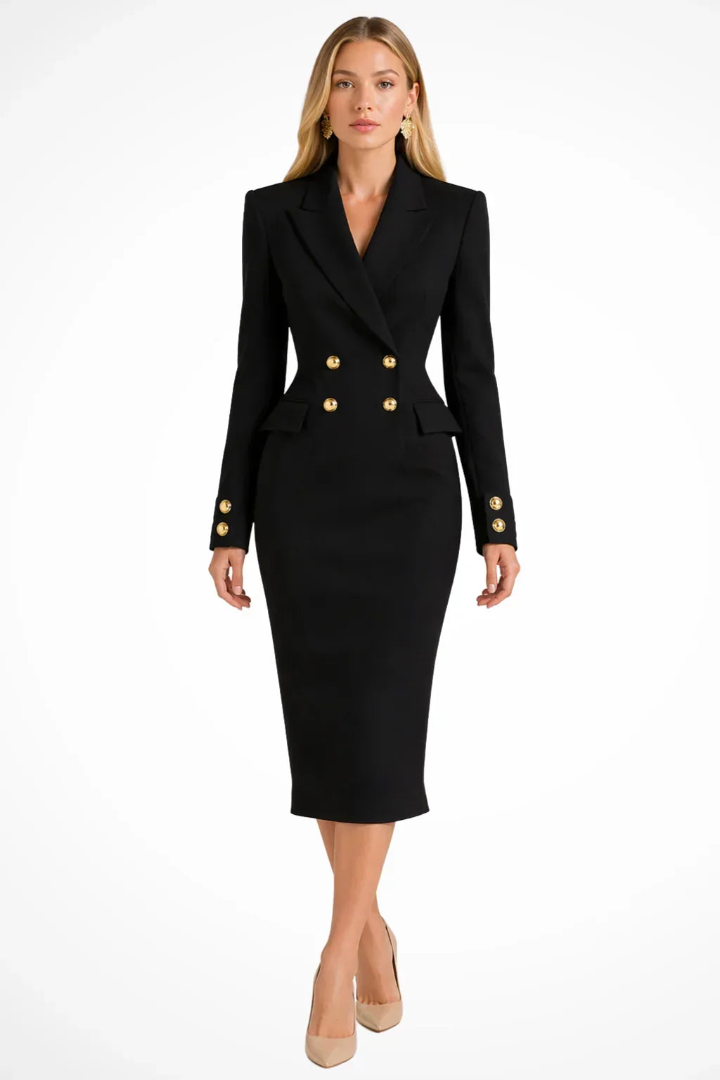 Roberta | Double-breasted blazer-style midi dress