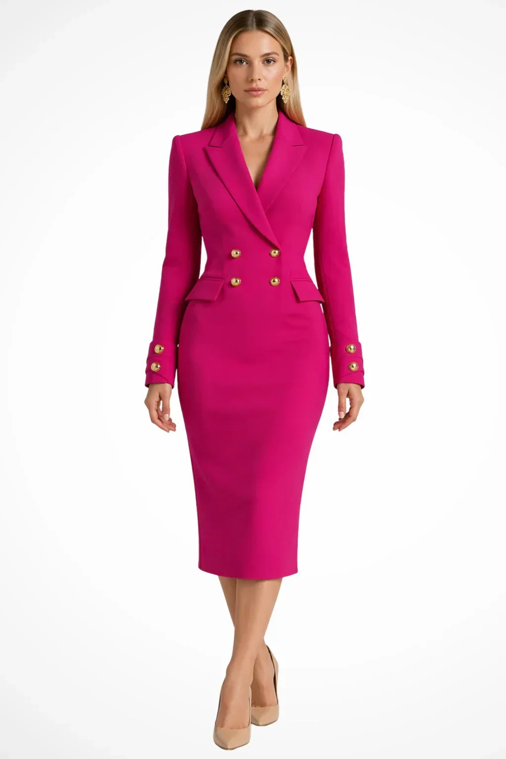 Roberta | Double-breasted blazer-style midi dress