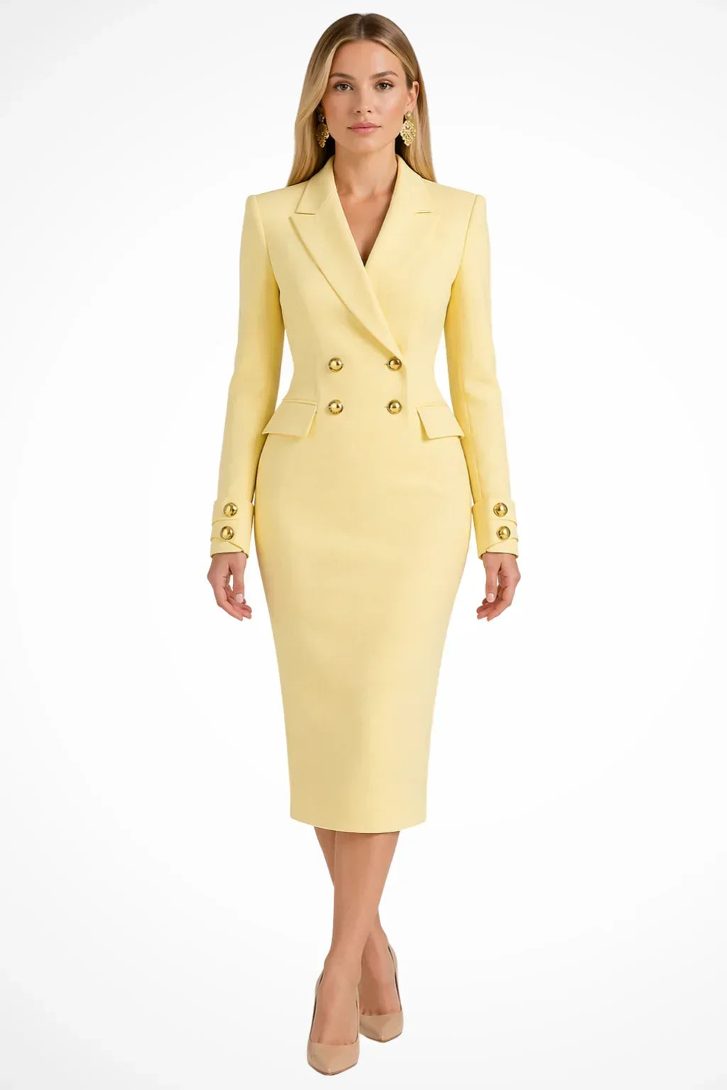 Roberta | Double-breasted blazer-style midi dress