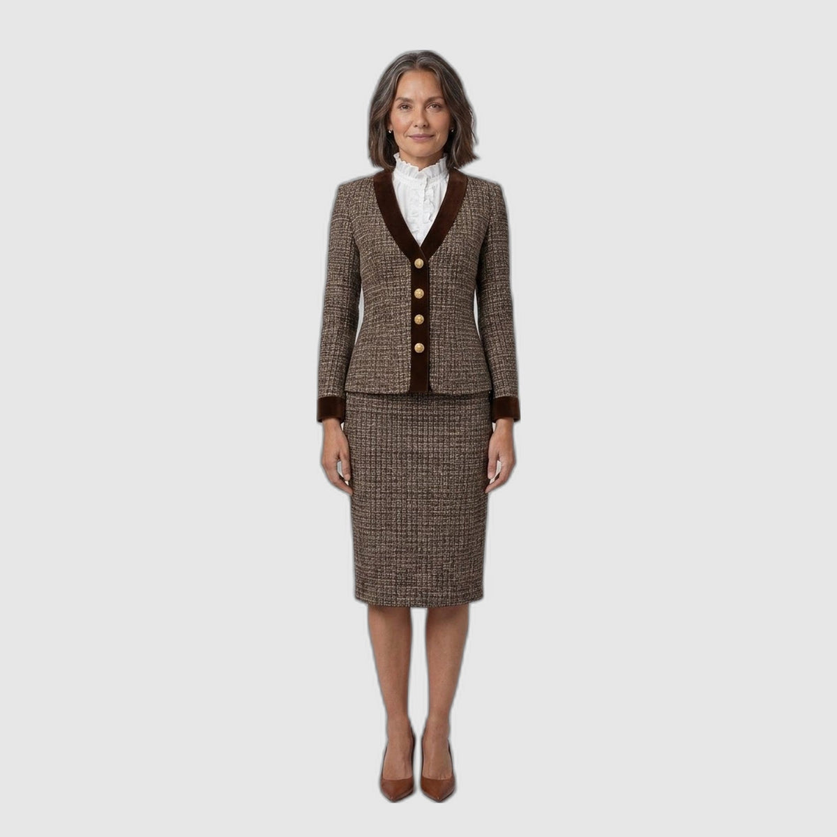Talia | Tweed Suit Set: Short Blazer and Pencil Skirt