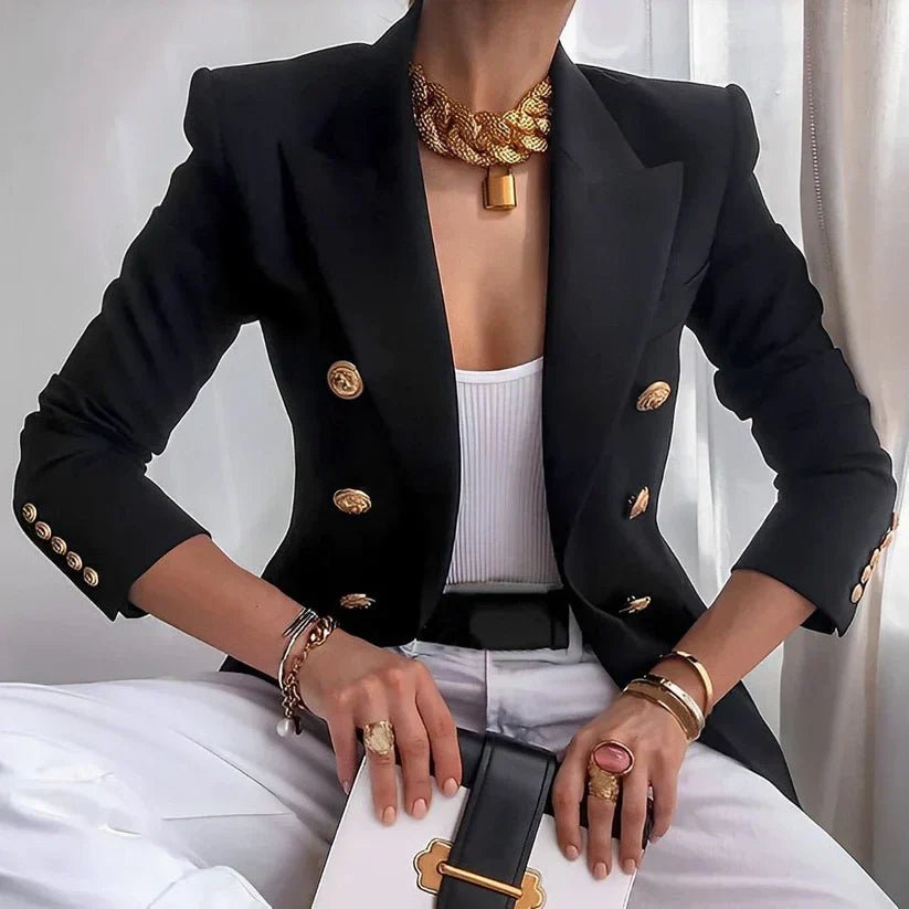 Catherine | Fitted Double-Breasted Blazer with Gold Buttons