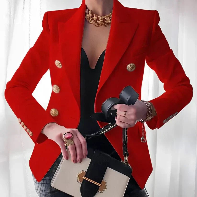 Catherine | Fitted Double-Breasted Blazer with Gold Buttons