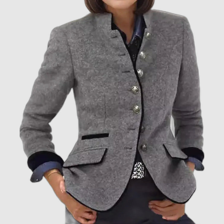 Zara | Wool Blazer with Contrasting Piping